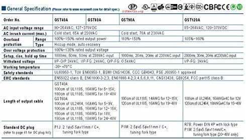 באר ממוצעת [PowerNex] GST120A12-R7B 12V 8.5A AC/DC מתאם תעשייתי אמינות גבוהה
